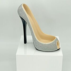 Silver Stiletto‎ Wine Bottle Holder High Heel Shoe Bar Accessory Caddy Sparkle